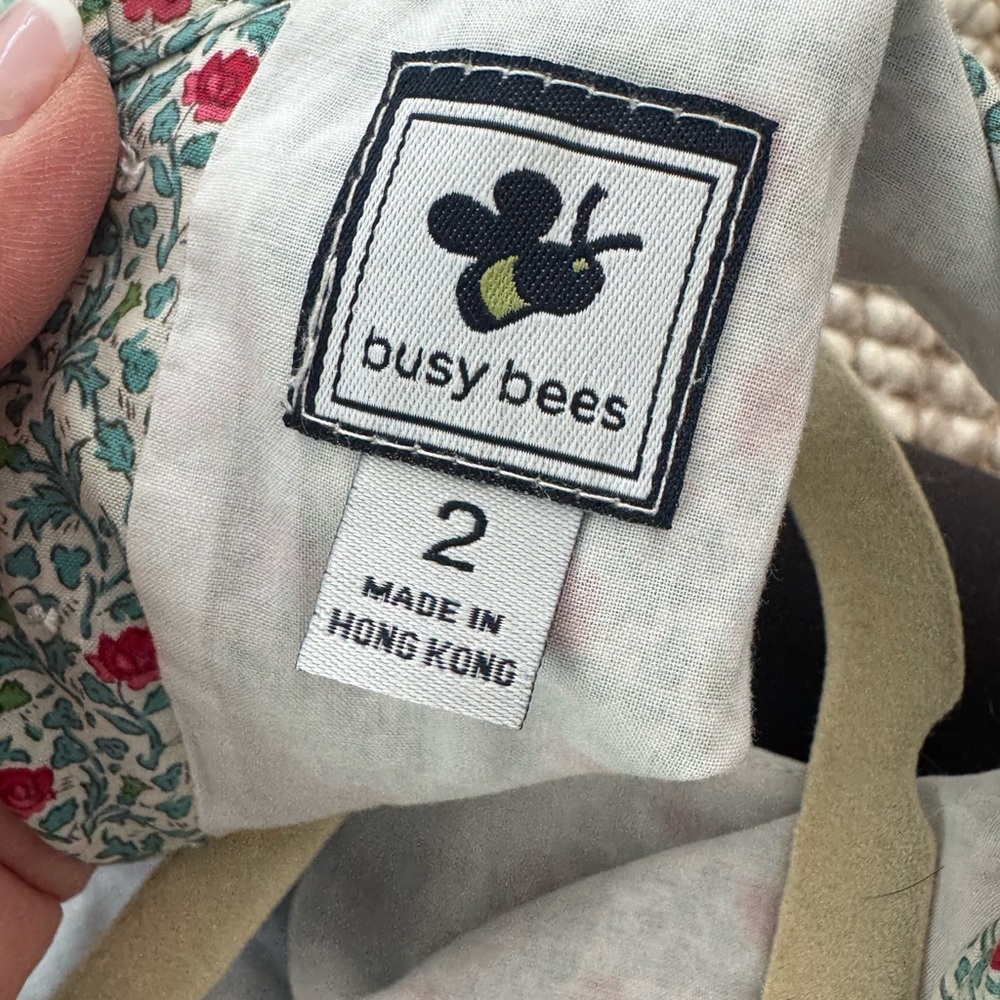 Busy Bees Floral Green and Red Kids Dress - Picture 3 of 6